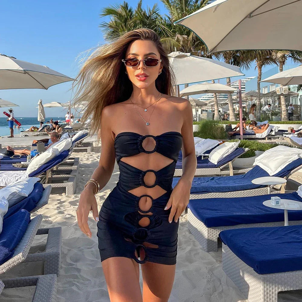 Cirque swimsuit One piece monokini cutouts with cover-up skirt