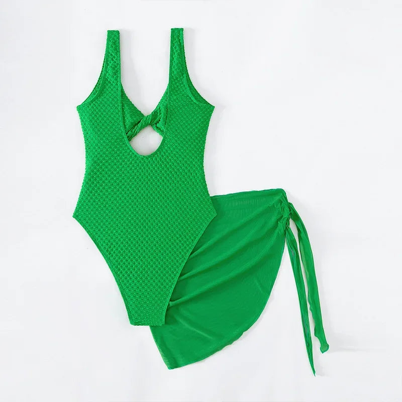 Selena cut out one piece swimsuit green pink black