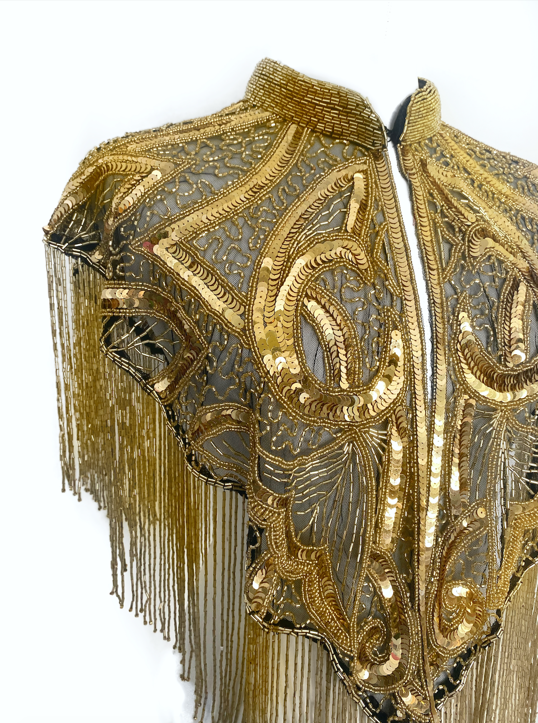 Aurum Empress Cape Gold Sequins Beaded Formal Party Evening