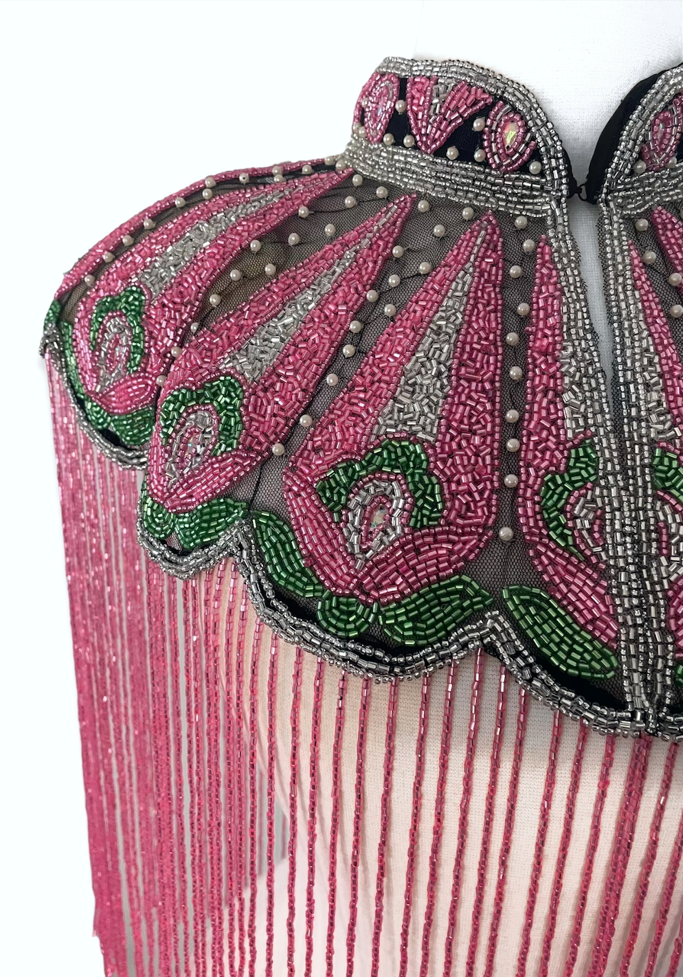 Ivy Rose Cape Pink Beaded Designer Luxury Wrap Shawl Plum Green