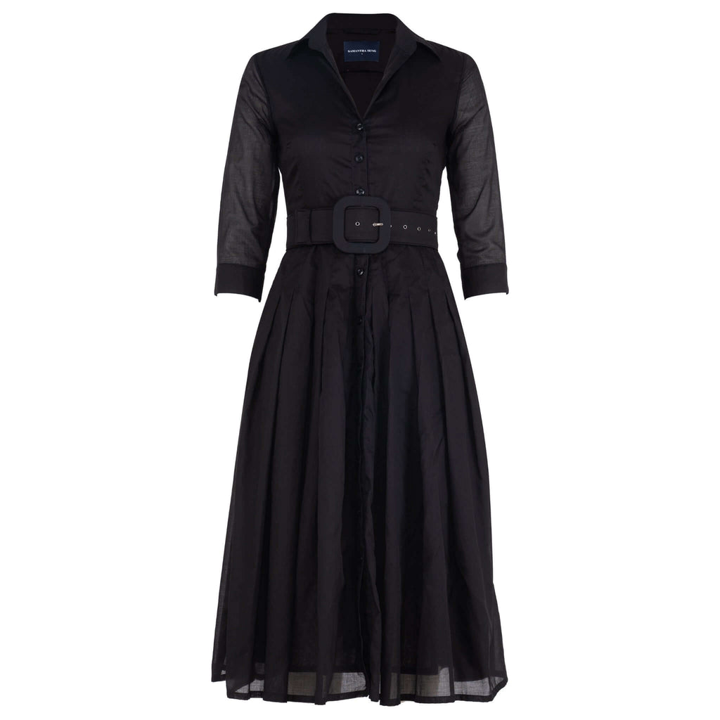 Audrey Dress #4 Madison Maison Solid Black Shirtdress Organic Cotton A-Line
