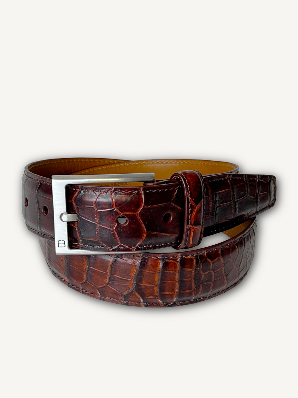 Cognac Genuine Alligator skin Belt | 1 3/8" Width Men's