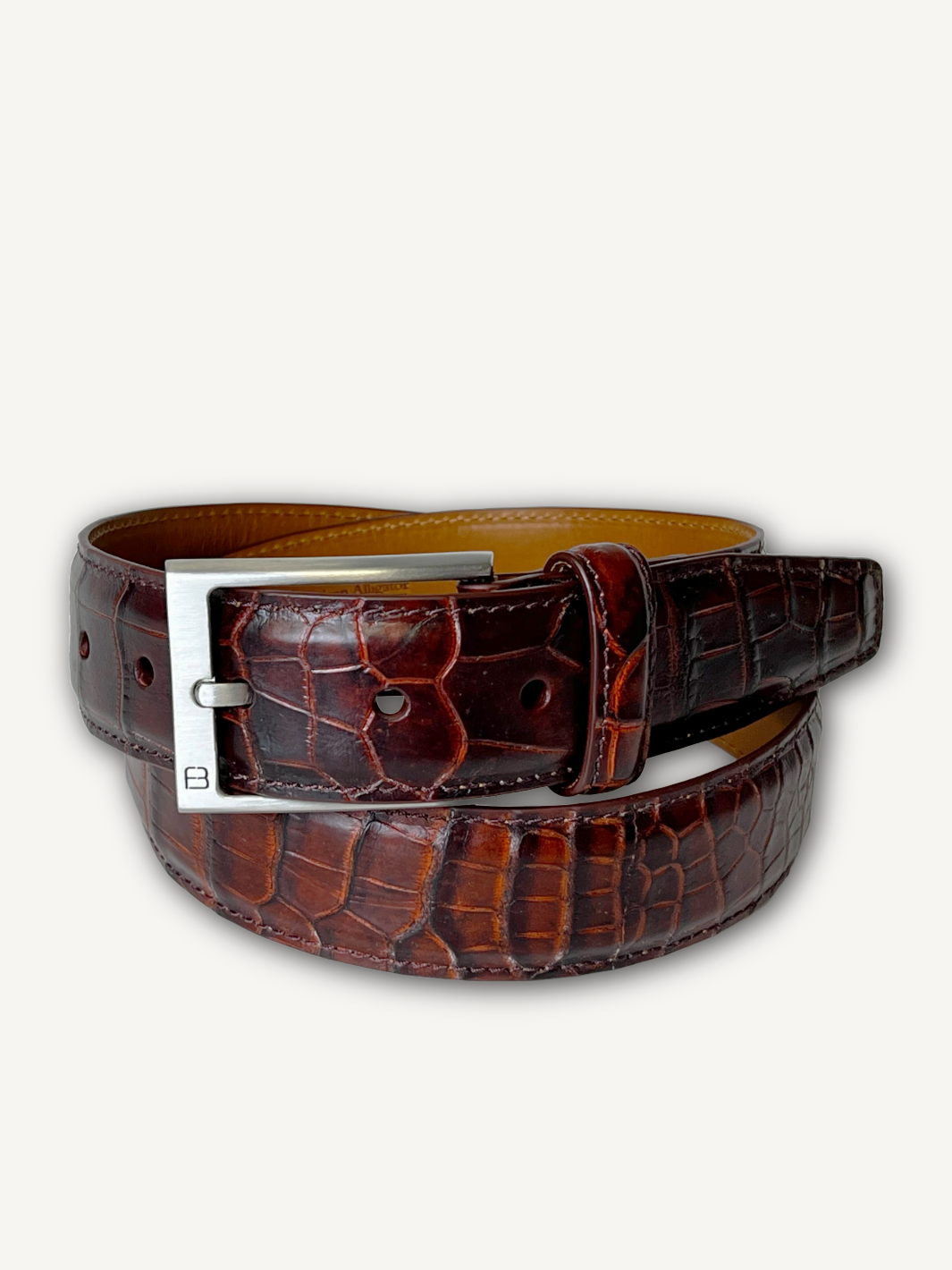 Cognac Genuine Alligator skin Belt | 1 3/8" Width Men's