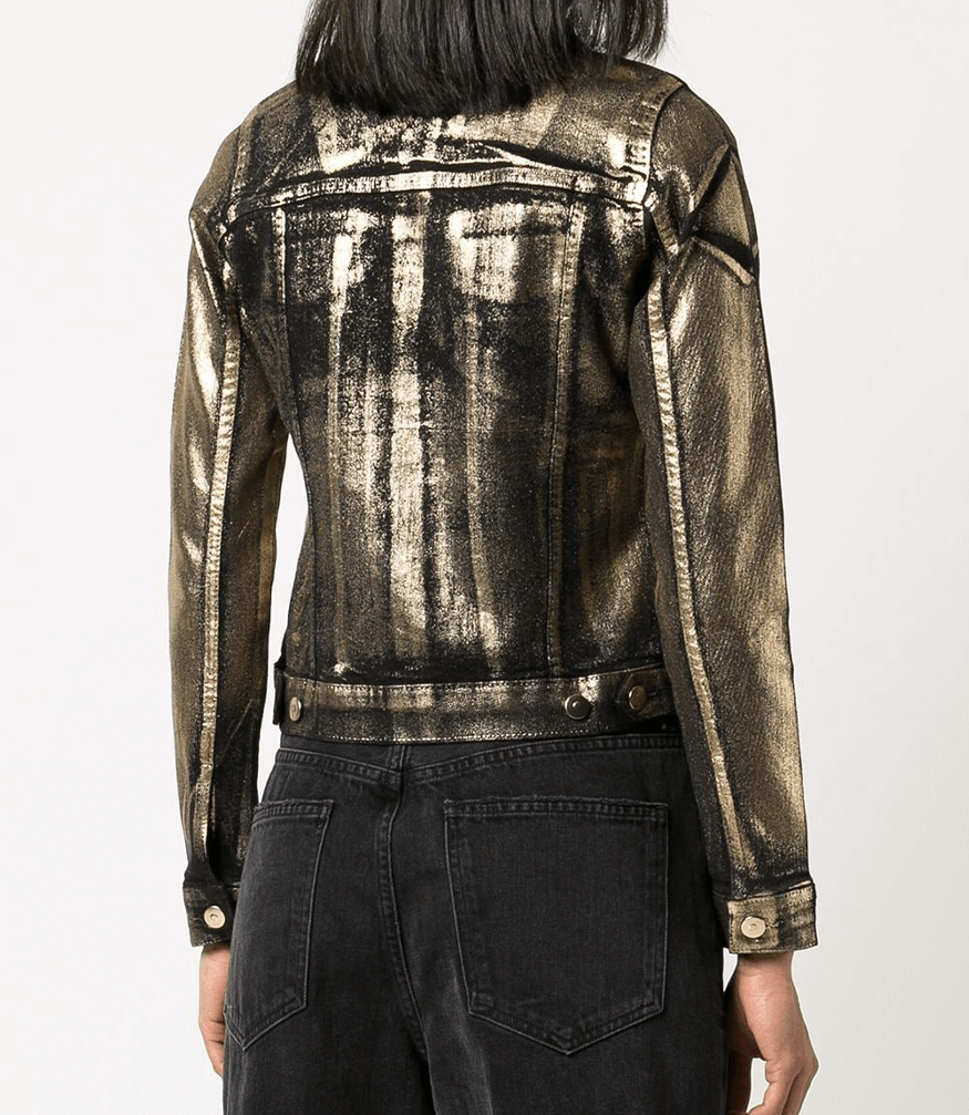 Gold/Black Metallic Jean Jacket denim Madison Maison foiled Italy
