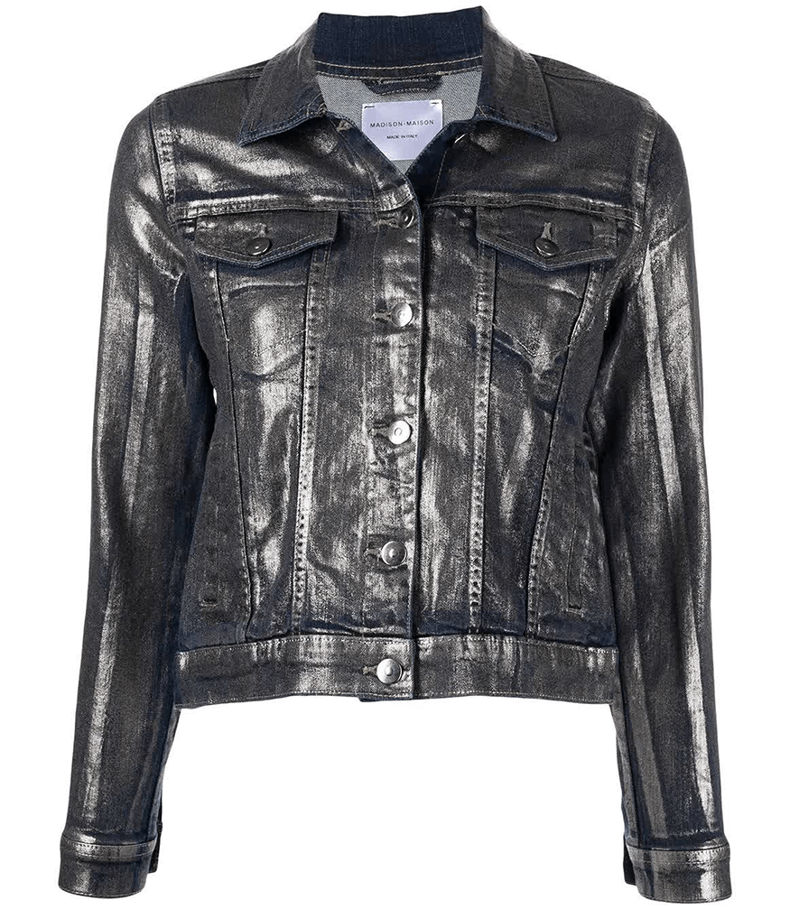 Silver/Denim Metallic Jean Jacket denim Madison Maison Beverly Hills