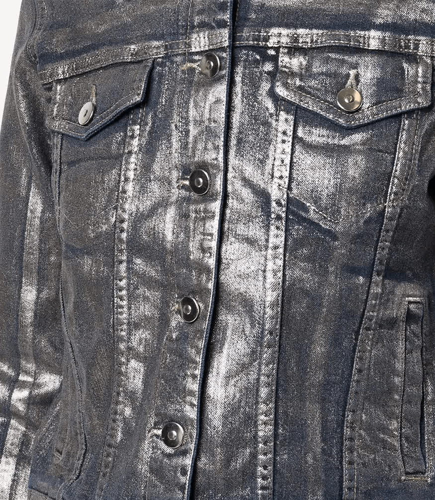 Silver/Denim Metallic Jean Jacket denim Madison Maison Beverly Hills