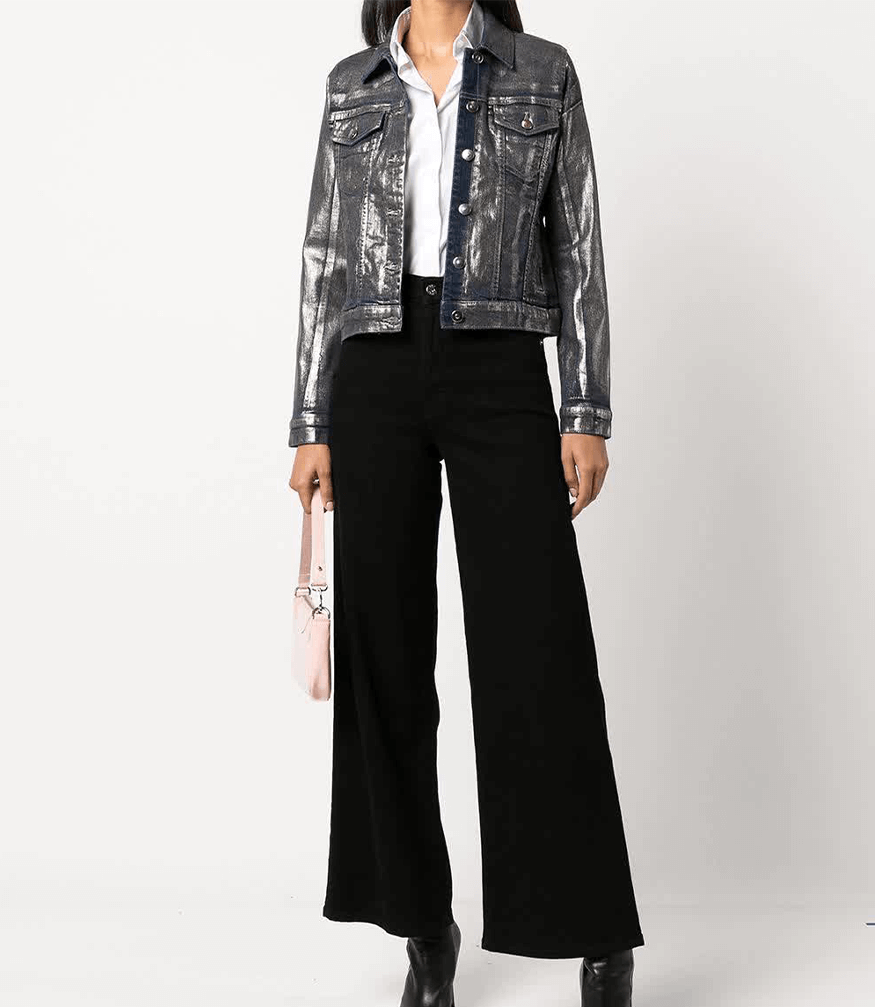 Silver/Denim Metallic Jean Jacket denim Madison Maison Beverly Hills