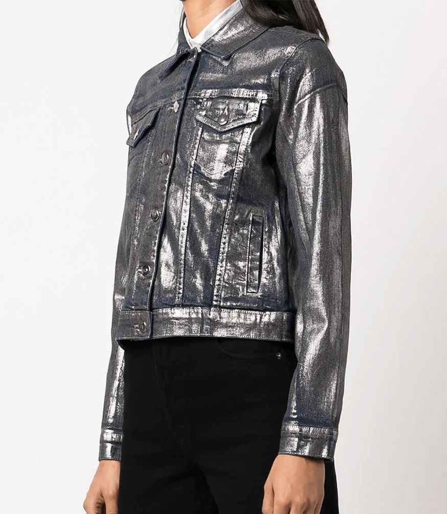 Silver/Denim Metallic Jean Jacket denim Madison Maison Beverly Hills