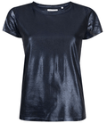 Metallic Coated Cotton T-Shirt Navy Foil Madison Maison Beverly Hills