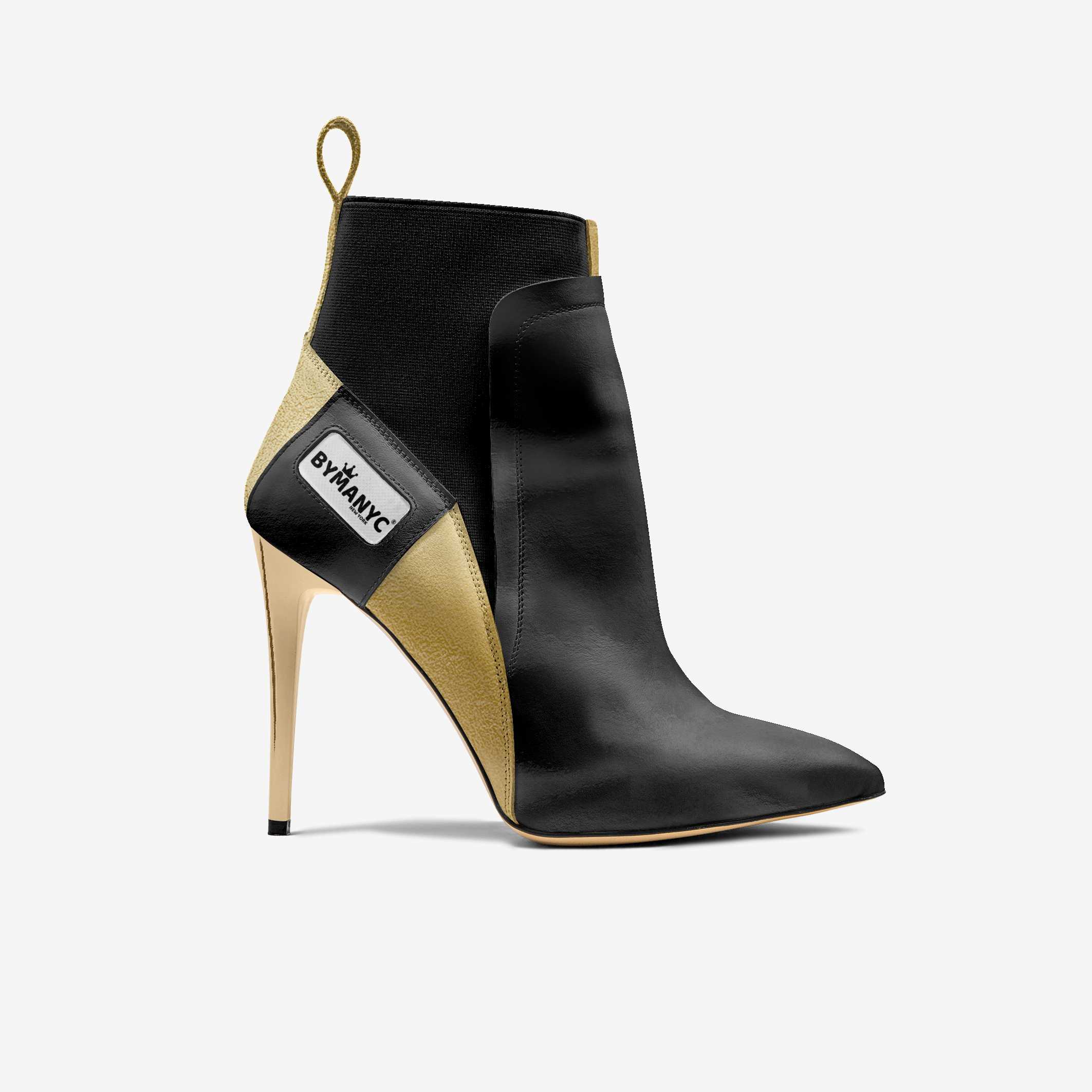 Vegan Heeled Shoes boots booties BYMANYC ® New York Tribeca Gold Flame