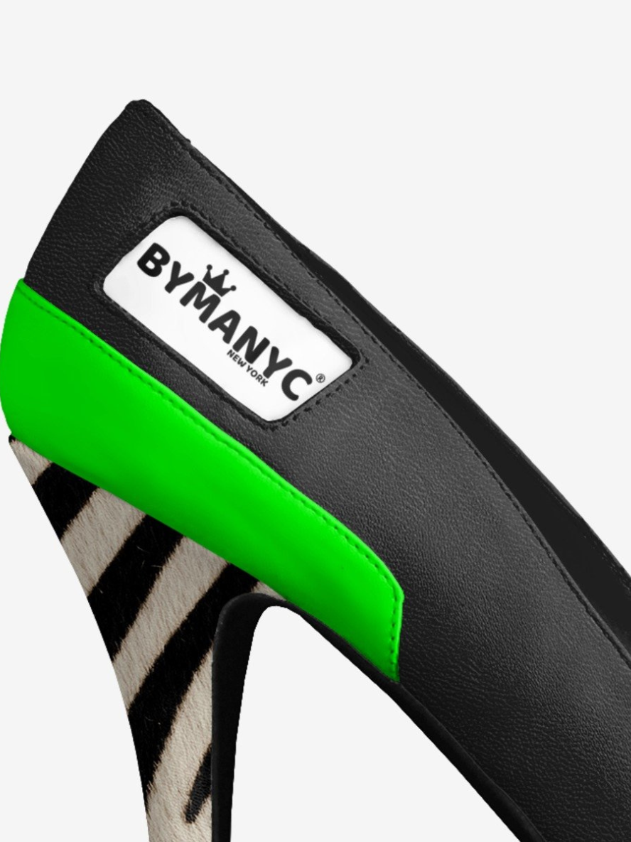 Vegan Stiletto Shoe BYMANYC ® New York – BOWERY Glam zebra neon green