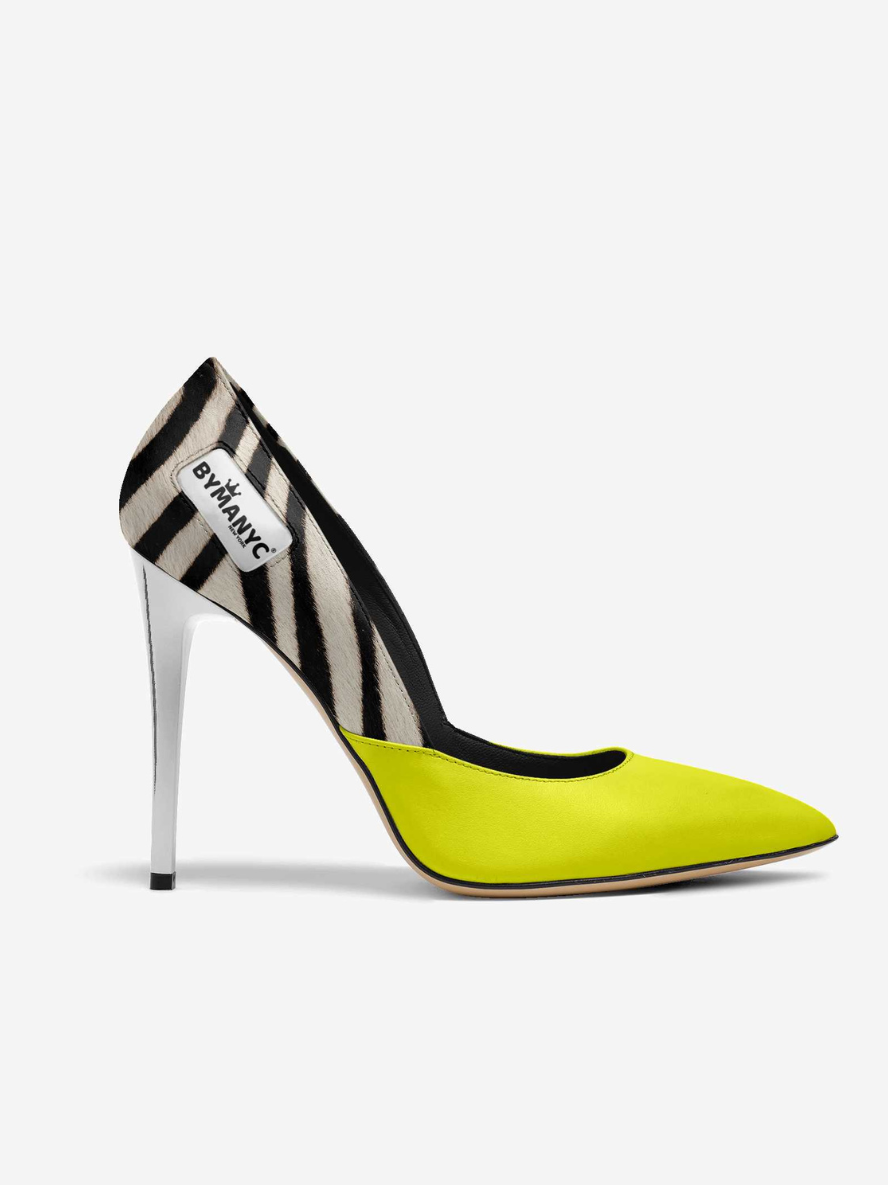 Vegan Women’s Stiletto Shoe BYMANYC ® New York – NOLITA Midnight yellow zebra