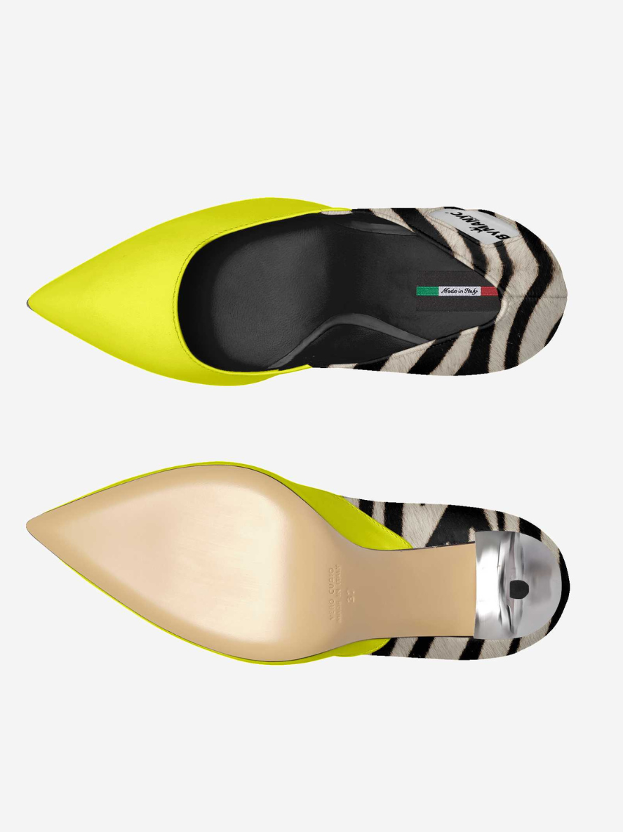 Vegan Women’s Stiletto Shoe BYMANYC ® New York – NOLITA Midnight yellow zebra