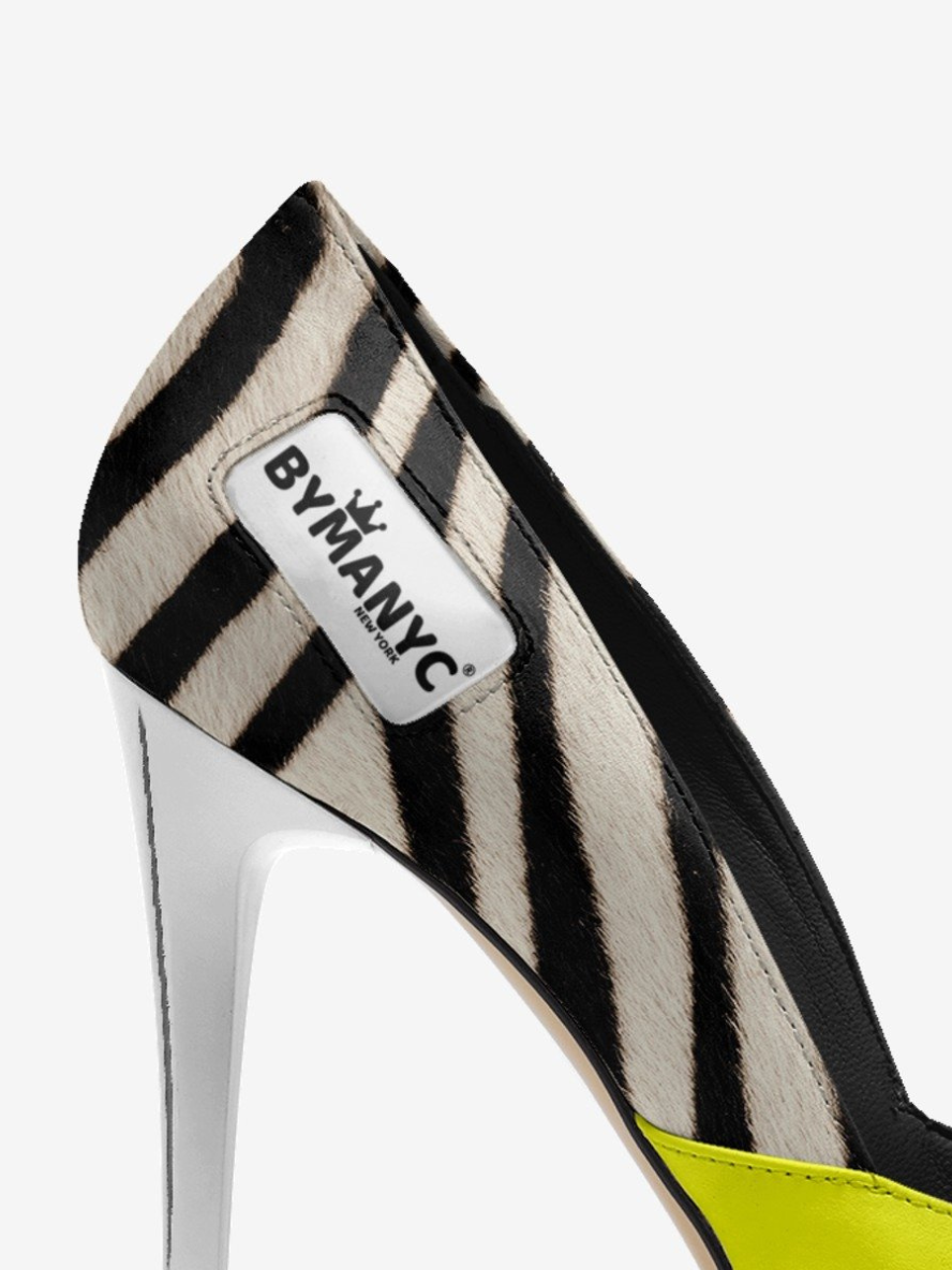 Vegan Women’s Stiletto Shoe BYMANYC ® New York – NOLITA Midnight yellow zebra