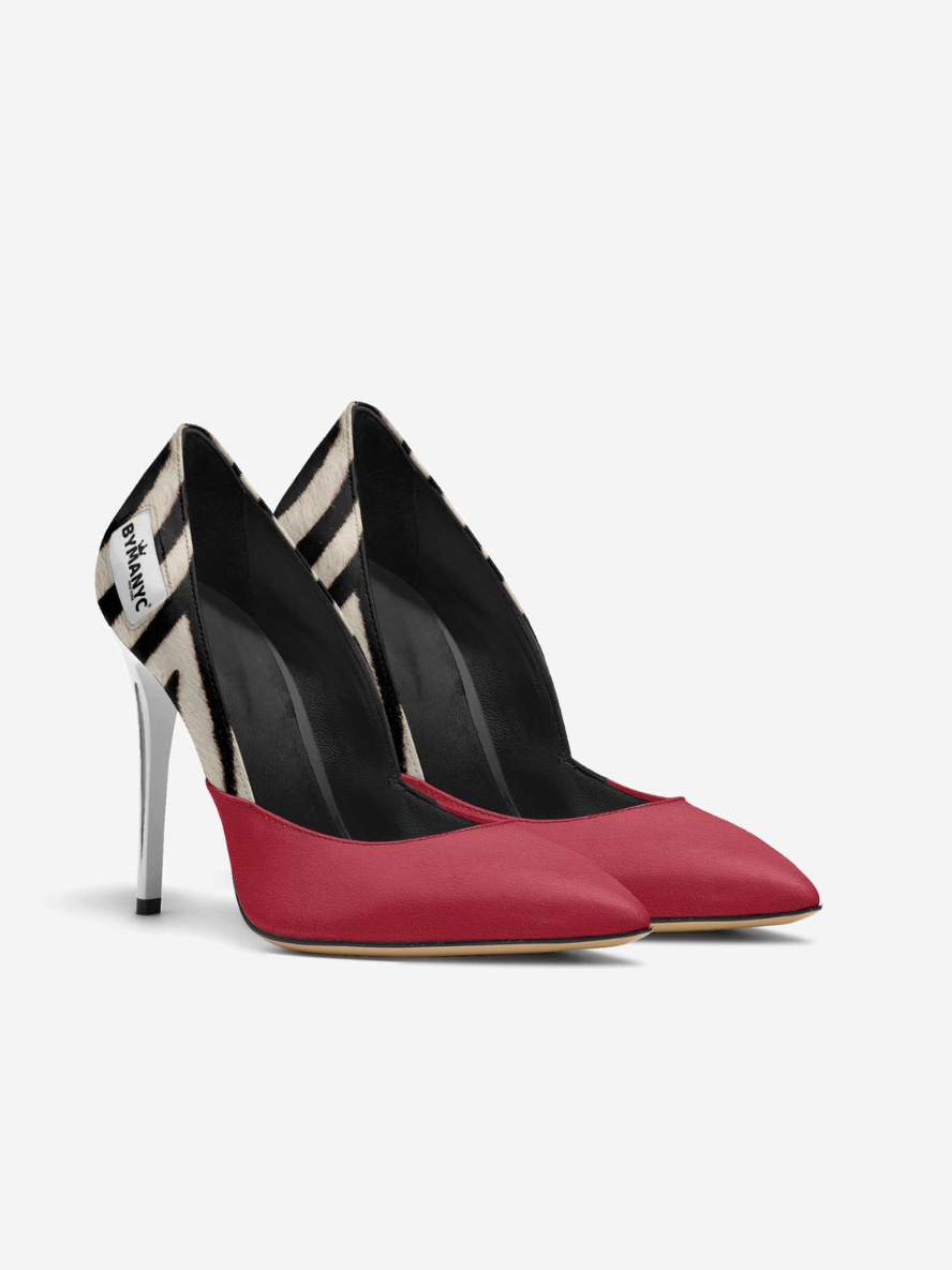 Vegan Women’s Stiletto Shoe BYMANYC ® New York – SOHO Midnight Edge Zebra