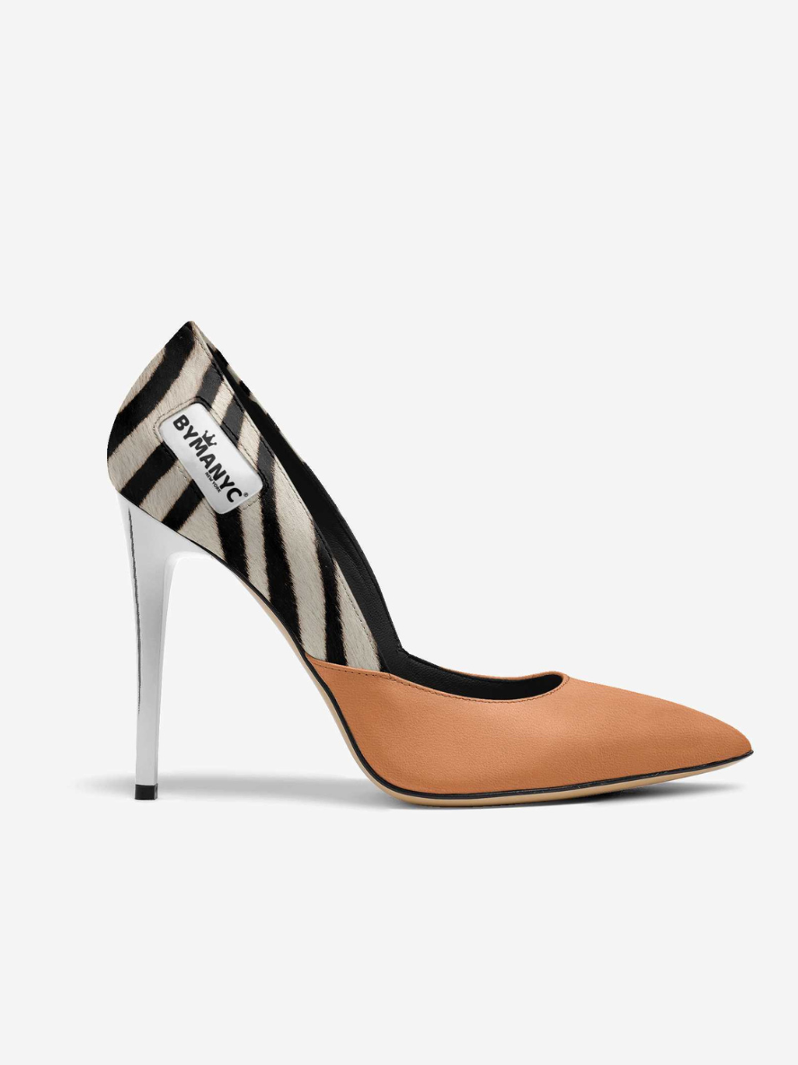Vegan Women’s Stiletto Shoe BYMANYC ® New York – UPPER WEST GLAM zebra
