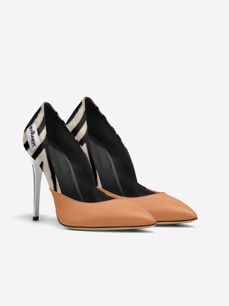 Vegan Women’s Stiletto Shoe BYMANYC ® New York – UPPER WEST GLAM zebra
