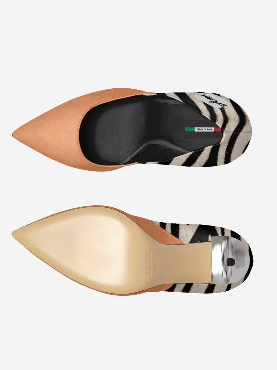 Vegan Women’s Stiletto Shoe BYMANYC ® New York – UPPER WEST GLAM zebra