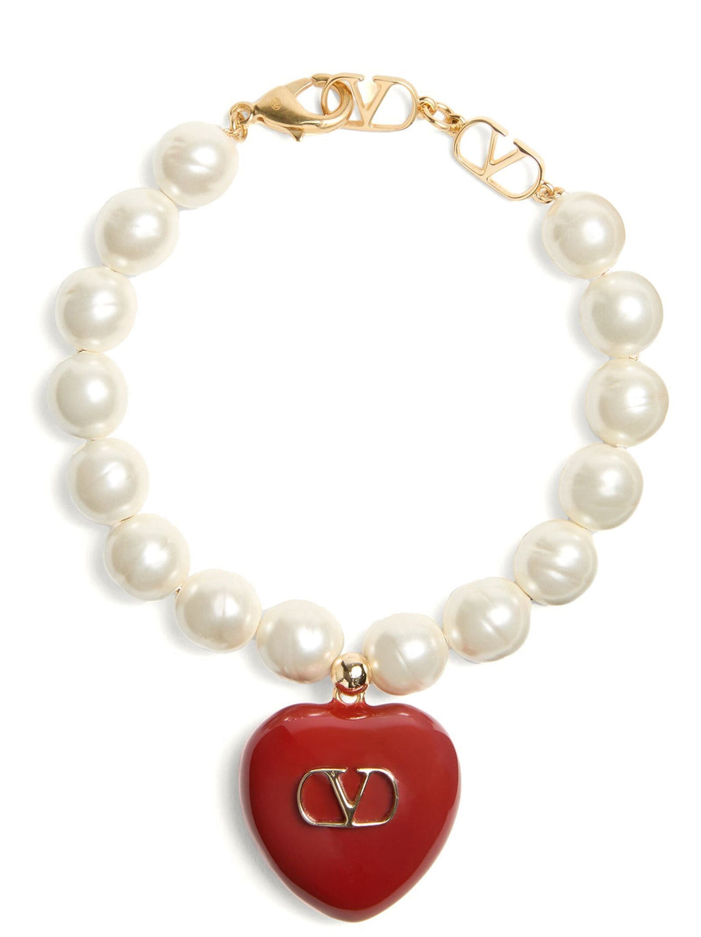 Valentino Garavani ladies 'Coeur Royal' Bracelet pearl with red heart