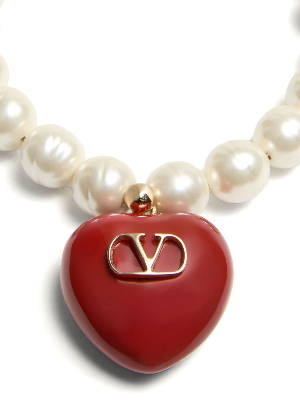 Valentino Garavani ladies 'Coeur Royal' Bracelet pearl with red heart