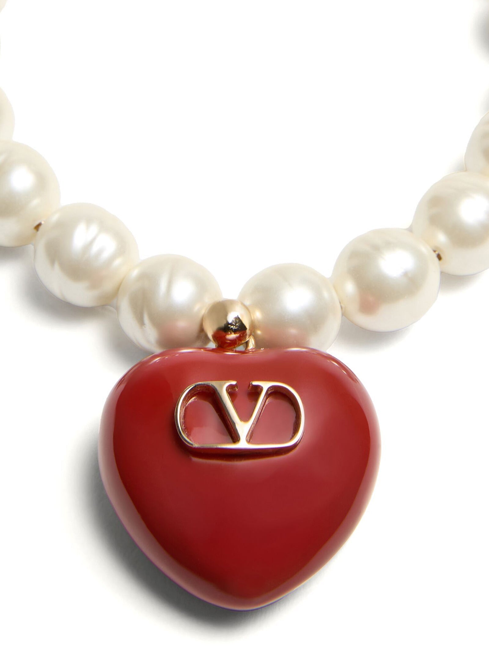 Valentino Garavani ladies 'Coeur Royal' Bracelet pearl with red heart