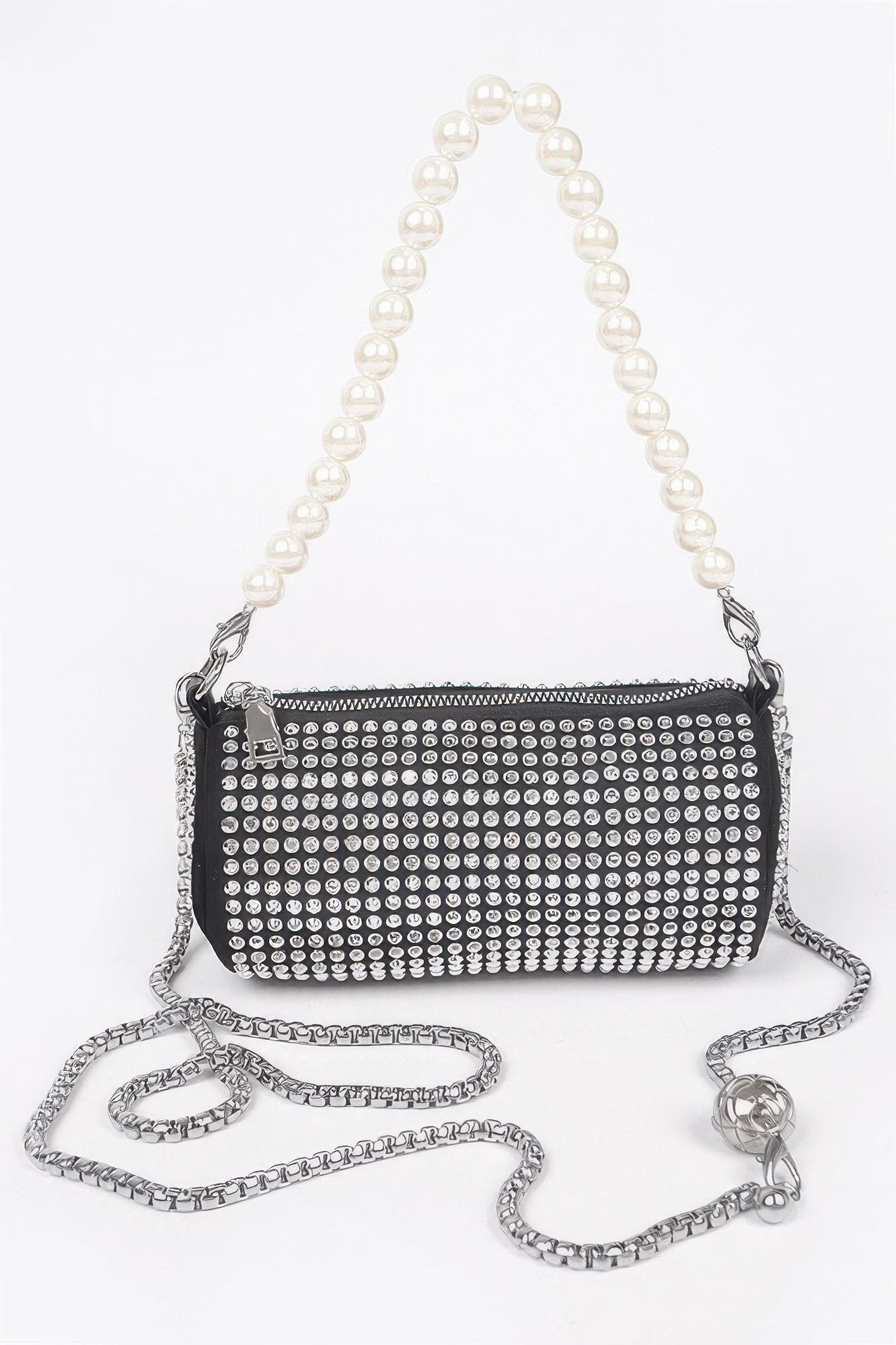Ladies purse BAG MIDTOWN LUXE handbag MIAMI BYMANYC ® New York black silver studded