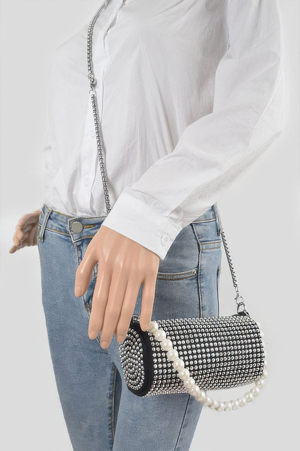 Ladies purse BAG MIDTOWN LUXE handbag MIAMI BYMANYC ® New York black silver studded