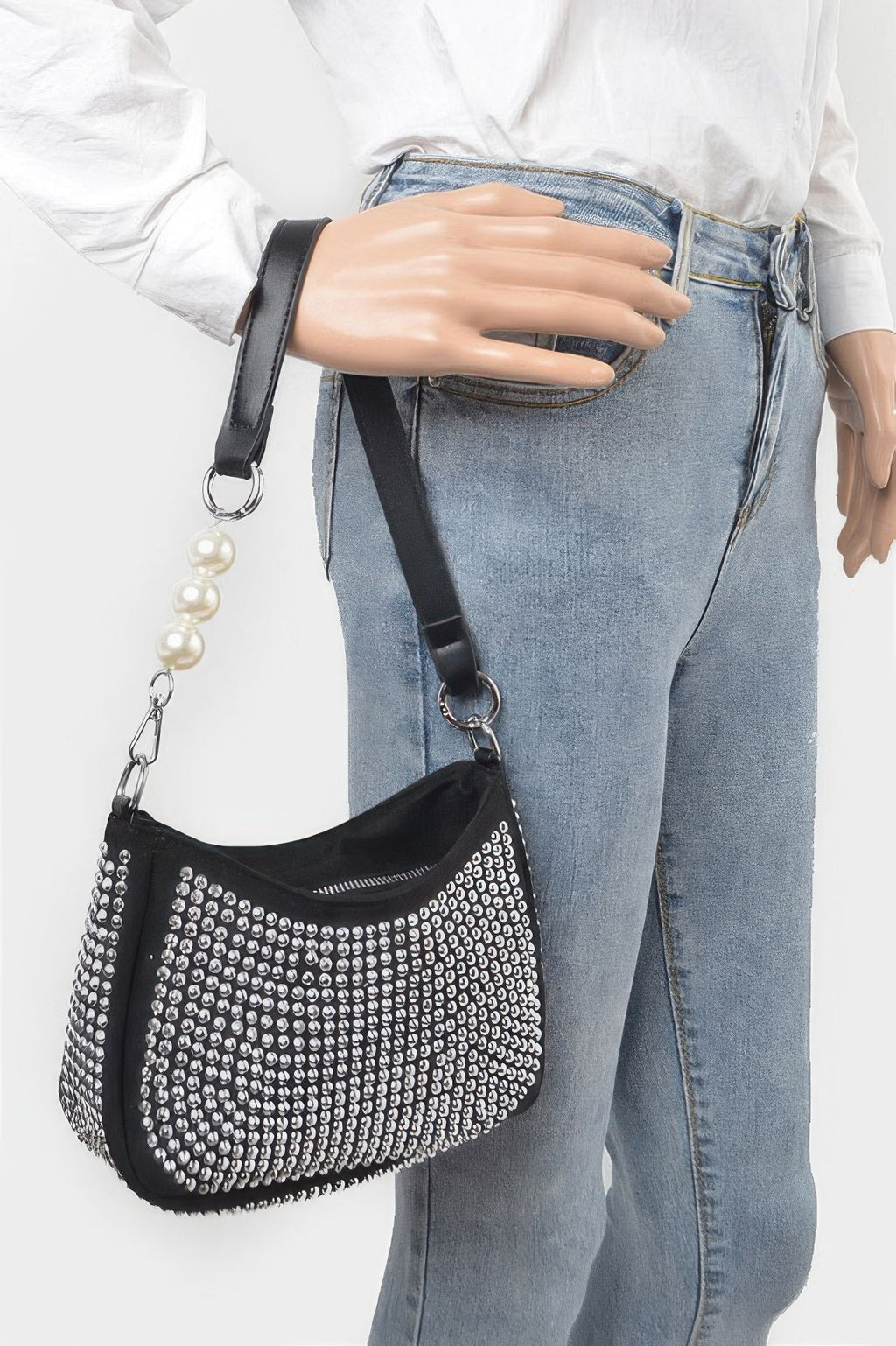 Ladies handbag purse BAG KEY LARGO MIAMI BYMANYC ® New York studded black