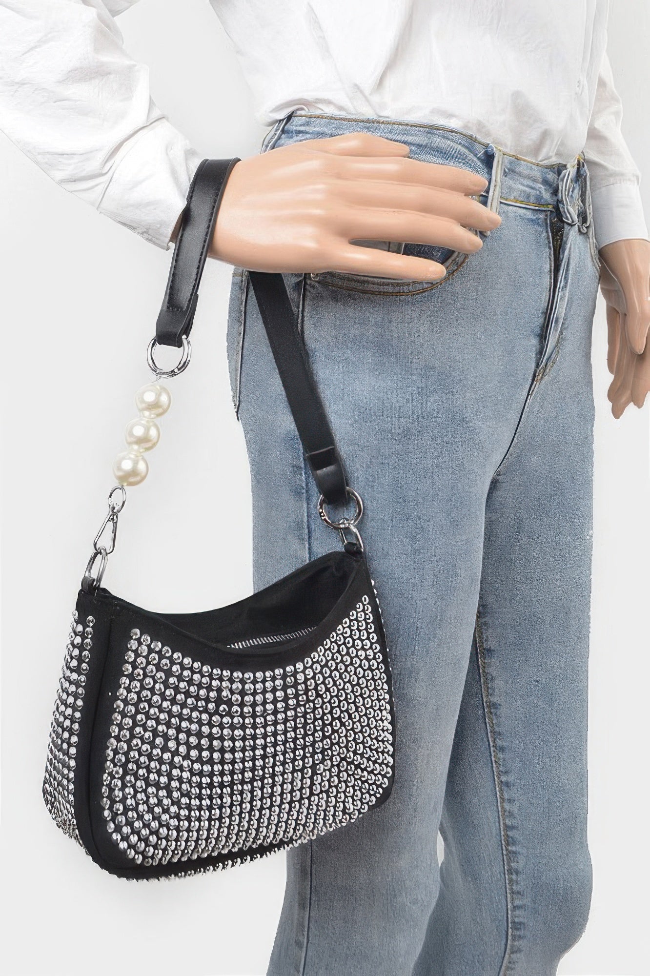 Ladies handbag purse BAG KEY LARGO MIAMI BYMANYC ® New York studded black