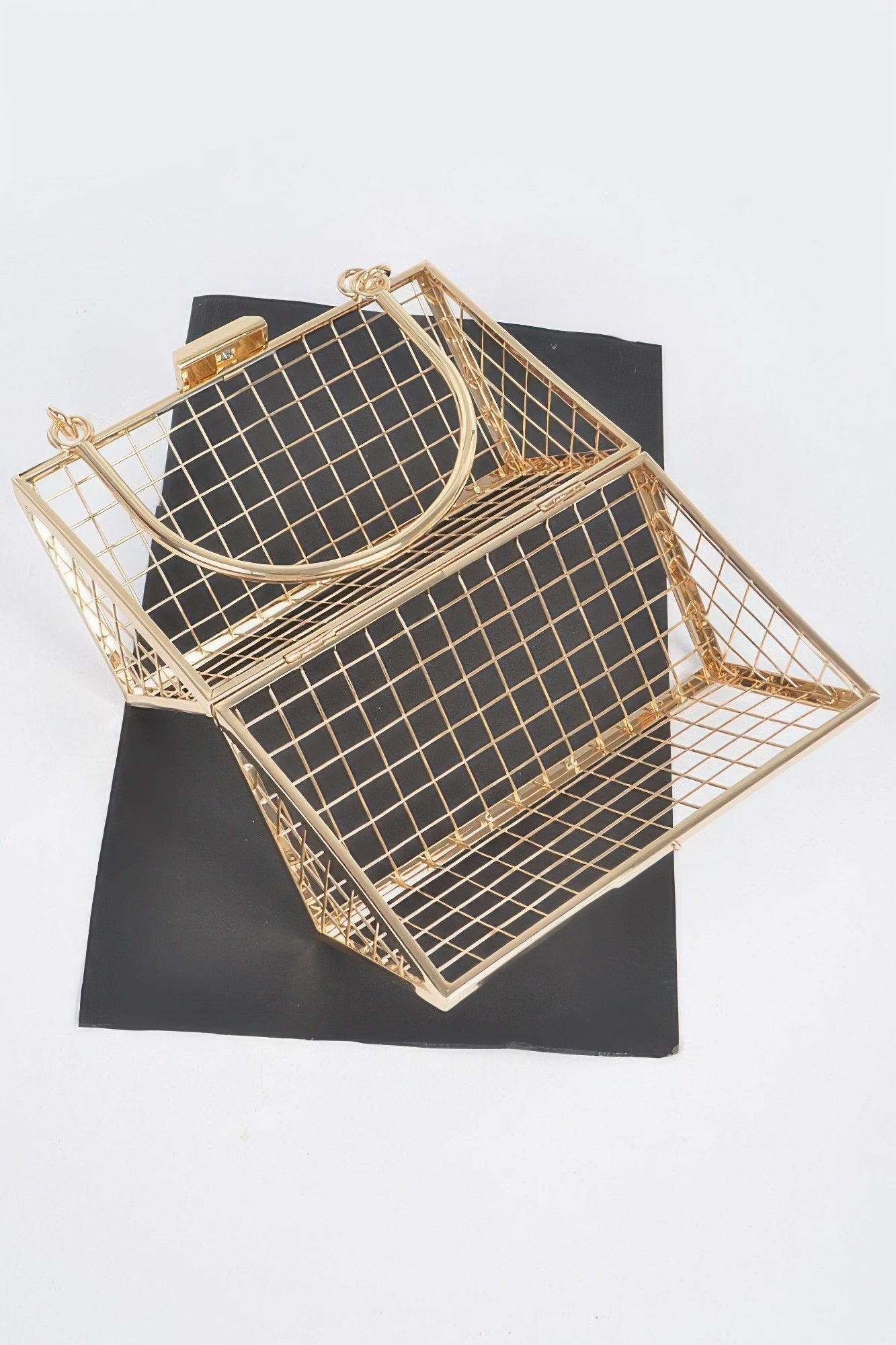 Ladies wire caged BAG COCOLLO handbag purse MIAMI BYMANYC ® New York gold silver