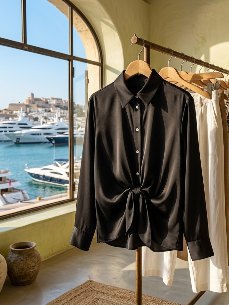 Ladies career dressy BLOUSE AUSTIN -Black Top - BYMANYC ® New York