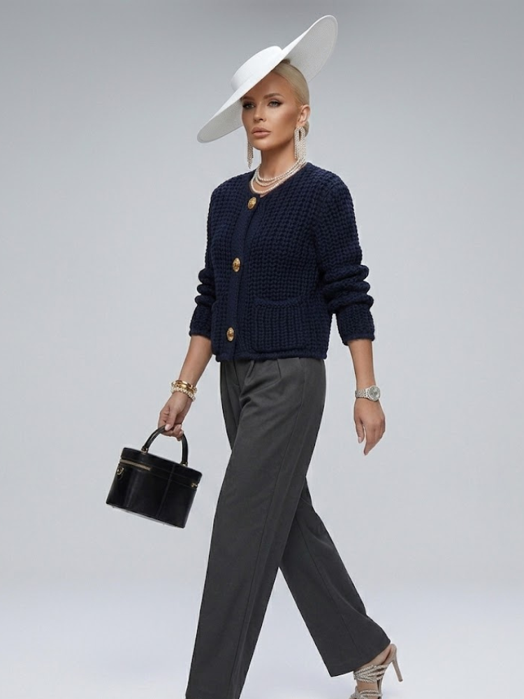 Ladies JACKET UPPER EAST SIDE New Collection - BYMANYC ® New York Navy chunky