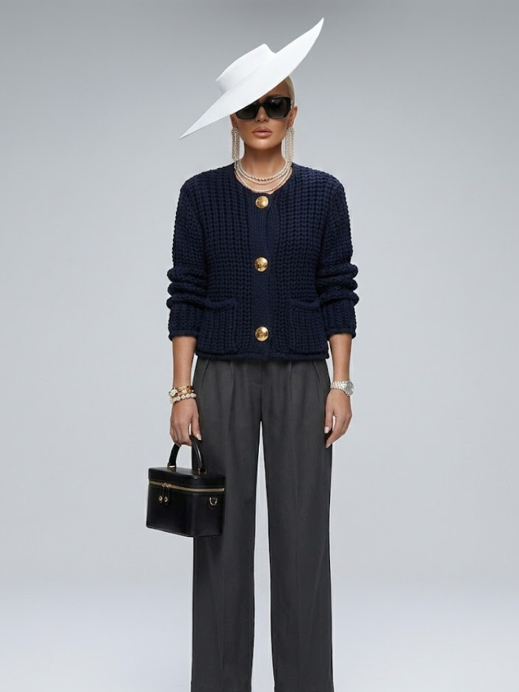 Ladies JACKET UPPER EAST SIDE New Collection - BYMANYC ® New York Navy chunky