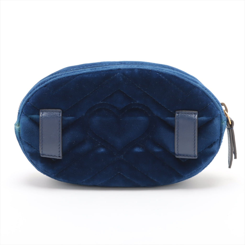 Gucci GG Marmont Velvet &amp; Leather Waist Bag Blue 476434  #2614 purse handbag