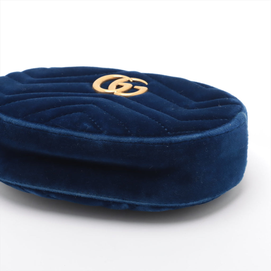 Gucci GG Marmont Velvet &amp; Leather Waist Bag Blue 476434  #2614 purse handbag