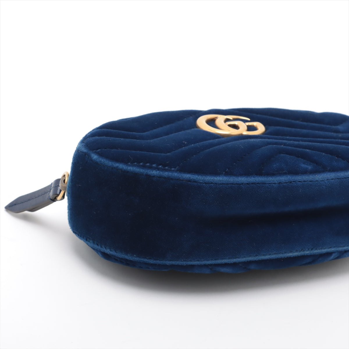 Gucci GG Marmont Velvet &amp; Leather Waist Bag Blue 476434  #2614 purse handbag