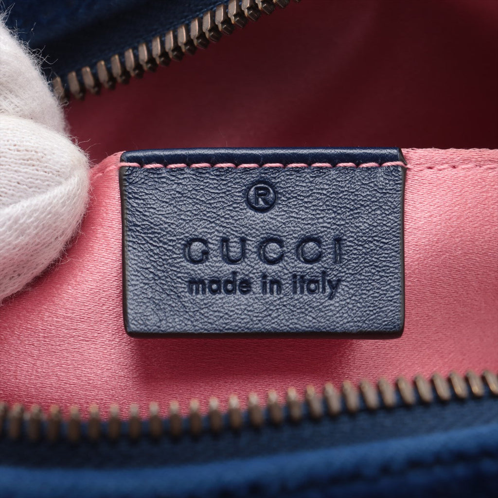 Gucci GG Marmont Velvet &amp; Leather Waist Bag Blue 476434  #2614 purse handbag