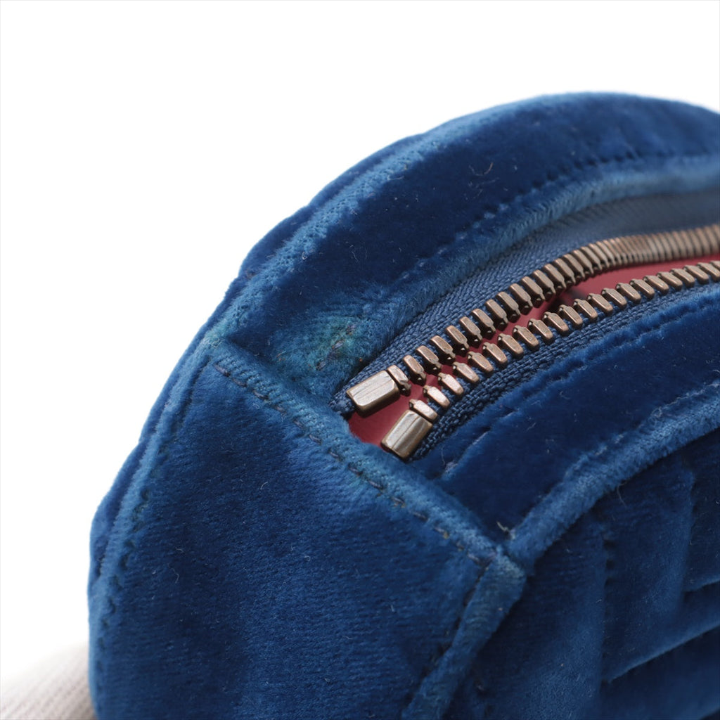 Gucci GG Marmont Velvet &amp; Leather Waist Bag Blue 476434  #2614 purse handbag