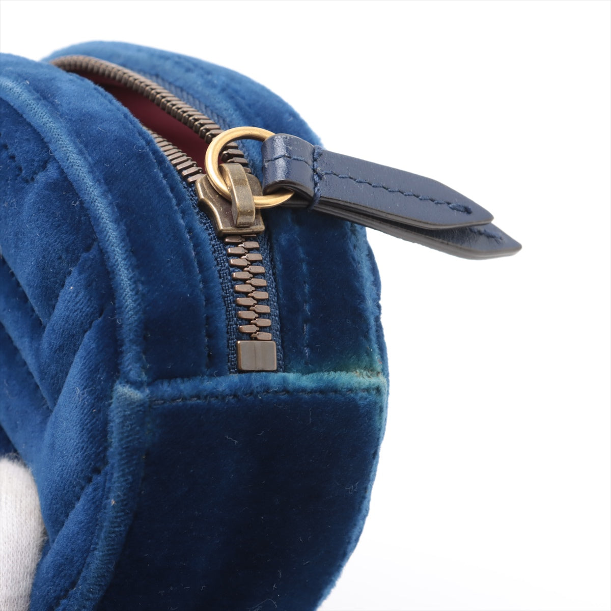 Gucci GG Marmont Velvet &amp; Leather Waist Bag Blue 476434  #2614 purse handbag