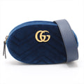 Gucci GG Marmont Velvet &amp; Leather Waist Bag Blue 476434  #2614 purse handbag
