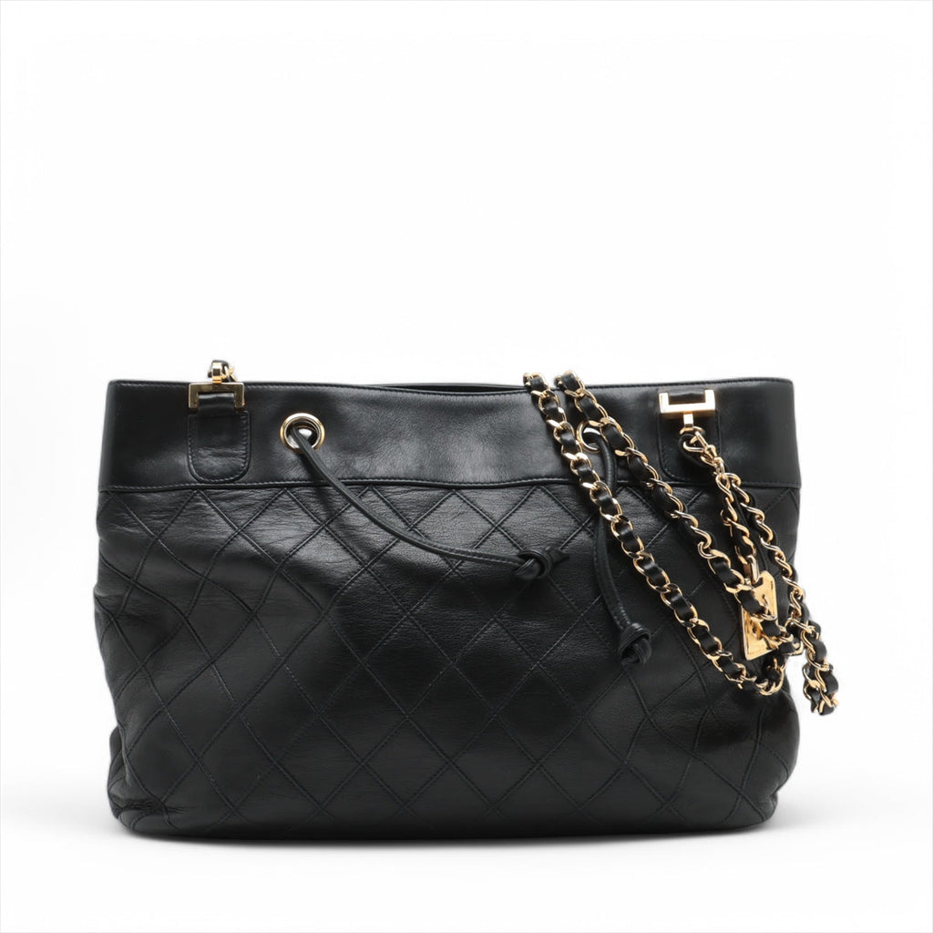 Chanel Lambskin Black Quilted Shoulder Bag 0 Series #3752 leather handbag purse