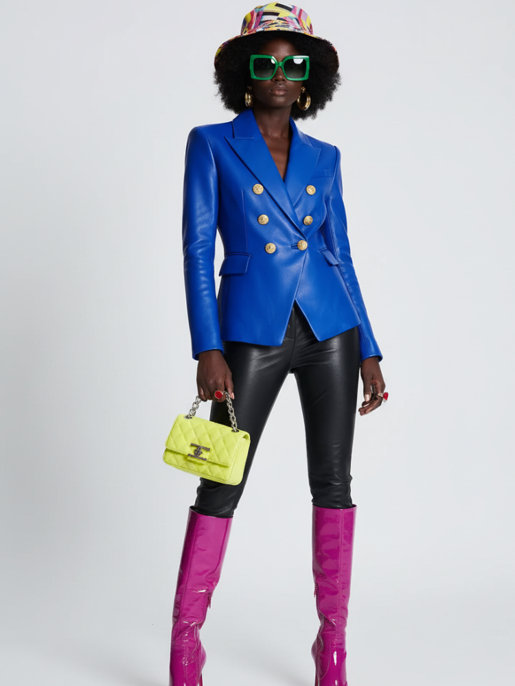 Wall Street Vegan Executive Leather Blazer Jacket BYMANYC ® New York Cobalt