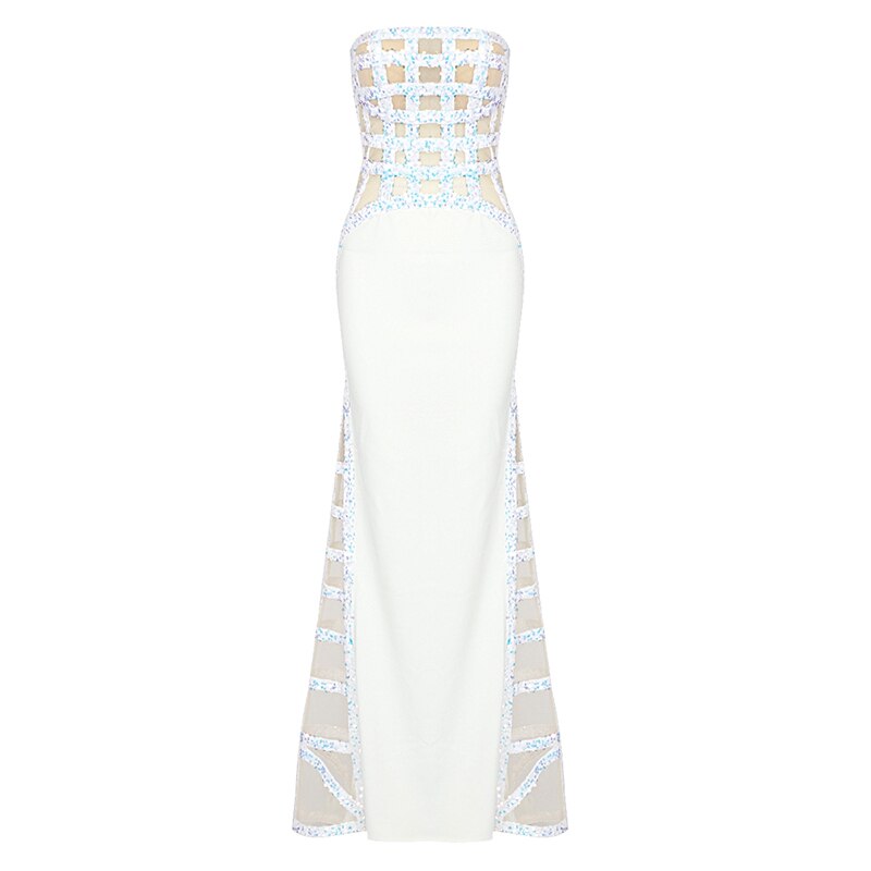 White Sequin Off-Shoulder Evening Gown prom bride Slim Fit, pageant BYMANYC New York