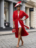Ladies Long Red Cardigan CHELSEA sweater FASHION CHIC - BYMANYC ® New York