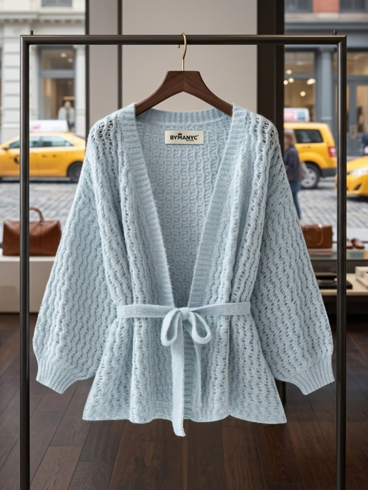 Ladies Cardigan GRAMERCY New Collection sweater - BYMANYC ® New York baby blue