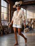 Ladies Cardigan UPPER EAST SIDE New sweater - BYMANYC ® New York long apricot