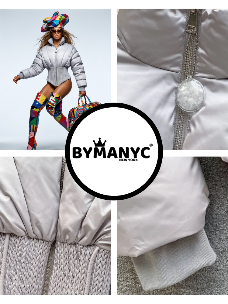 Ladies Corset-Style Puffer Jacket SILVERSTONE Pearl silver Prêt-à-Porter BYMANYC ® New York