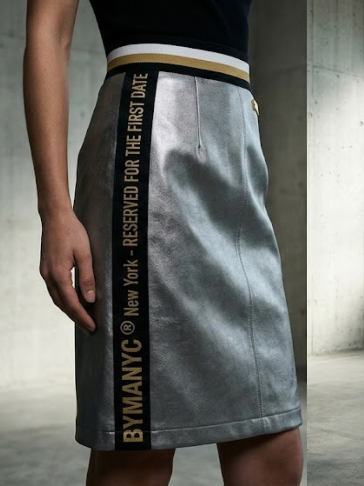 Limited Edition UPPER EAST SIDE Midi Skirt | Metallic Silver BYMANYC ® New York