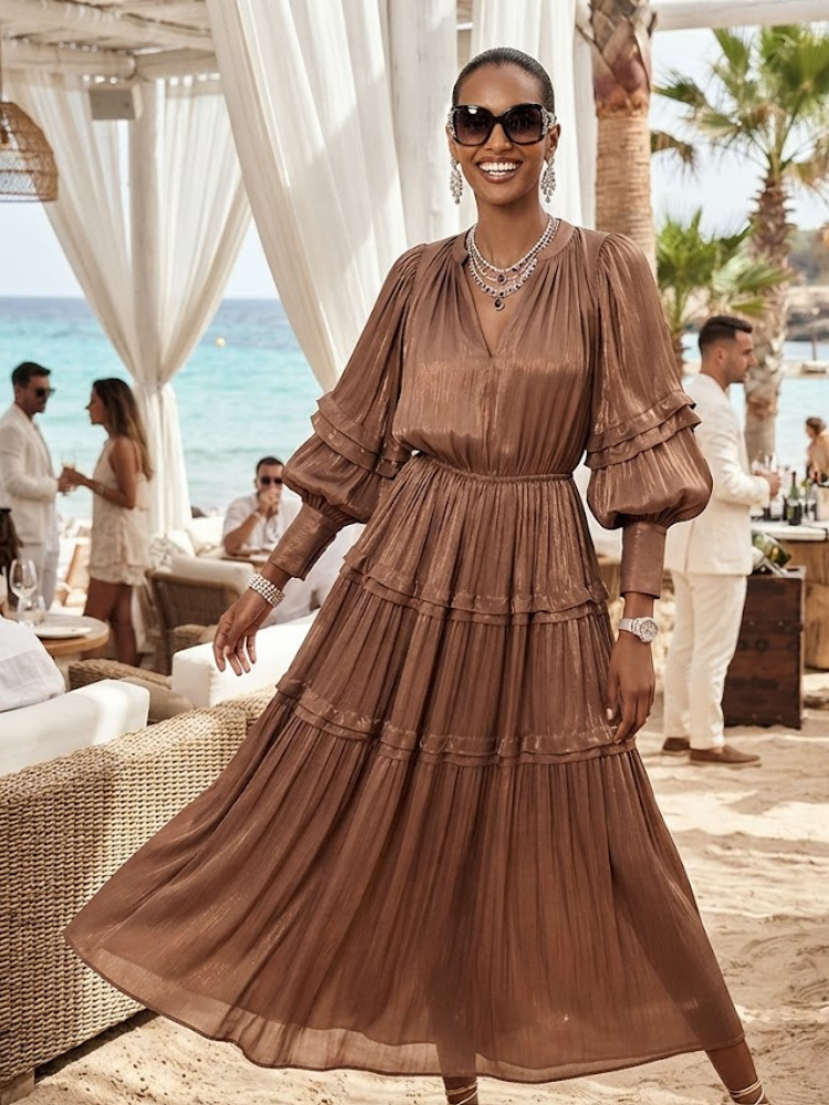ladies Dress Seattle New Majestic Collection BYMANYC ® New York brown