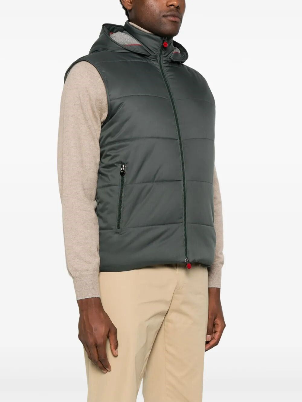 Kiton Men's dark grayish green Vest hoodie hooded